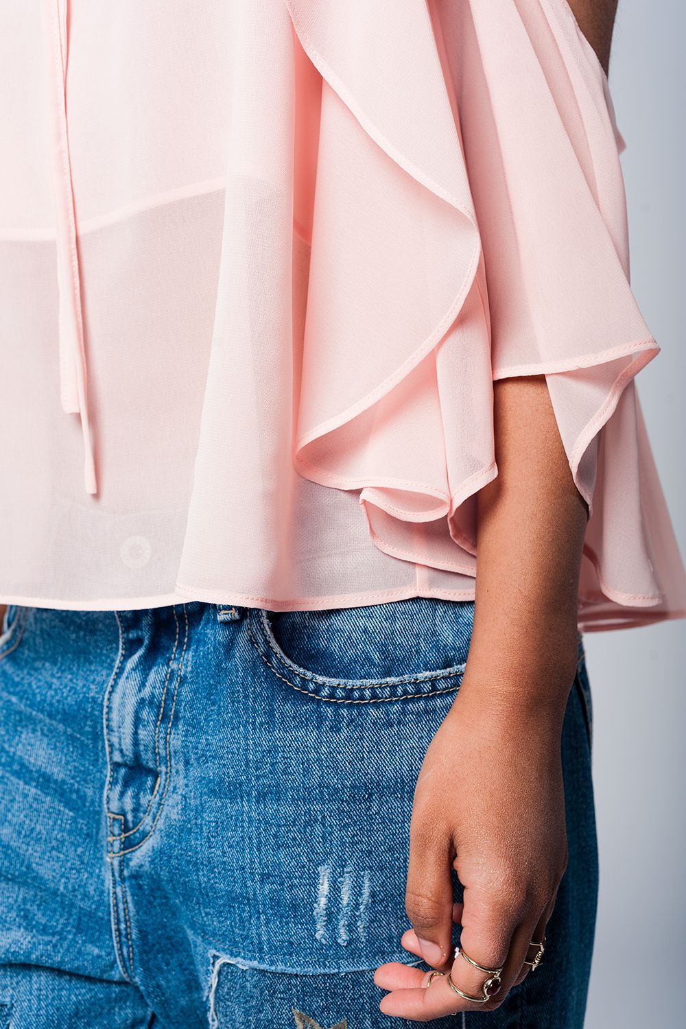 Light pink cold shoulder topBlouses