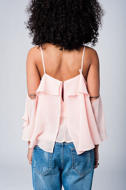 Light pink cold shoulder topBlouses