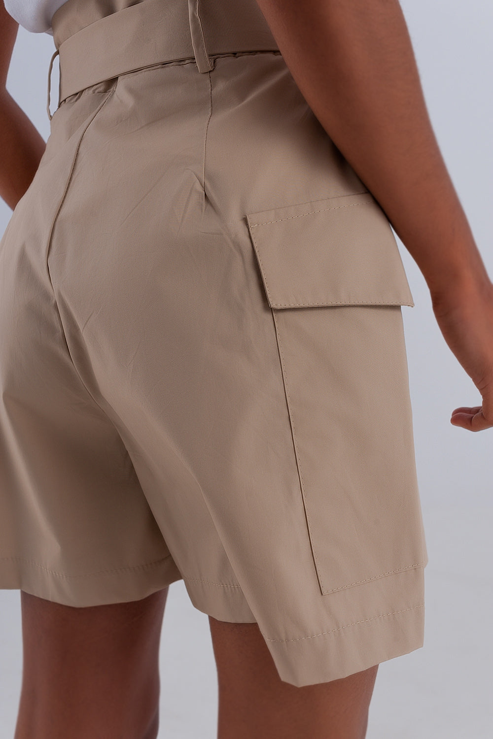 Longline wide leg bermuda shorts in beigePants