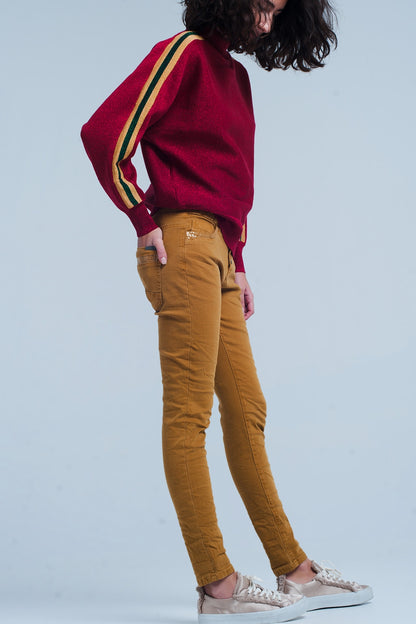 Q2 Mustard Skinny Pants with Sequins and Buttons