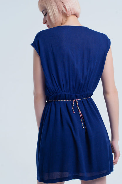 Navy blue mini dress with embroideryDresses