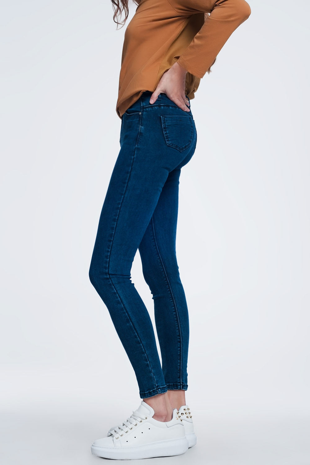 Navy blue skinny jeans with high waistJeans