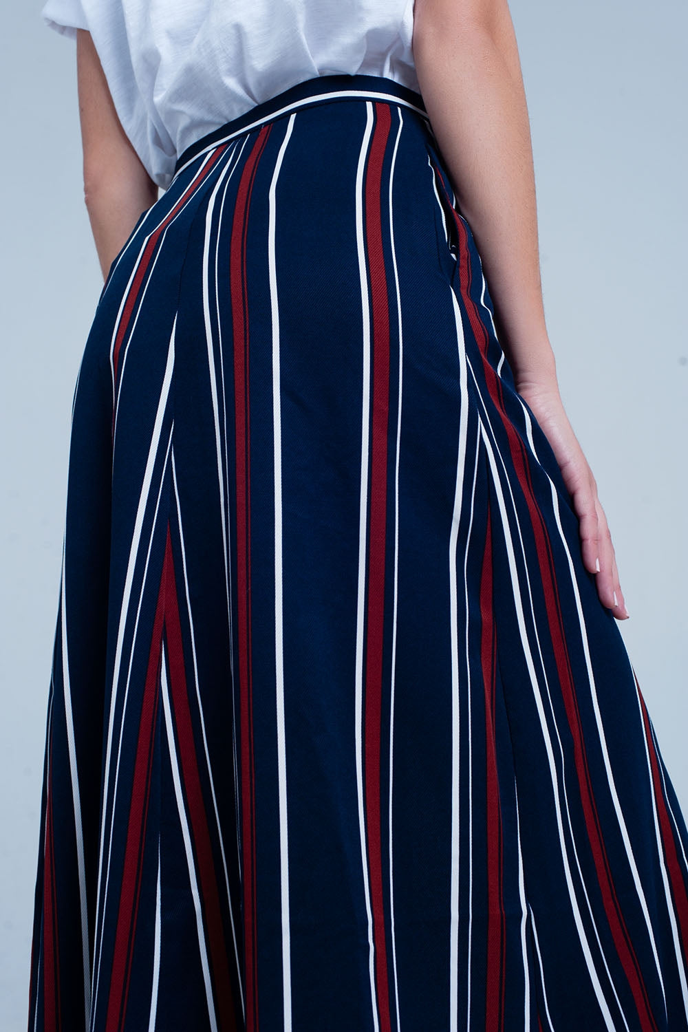 Navy blue striped midi skirtSkirts