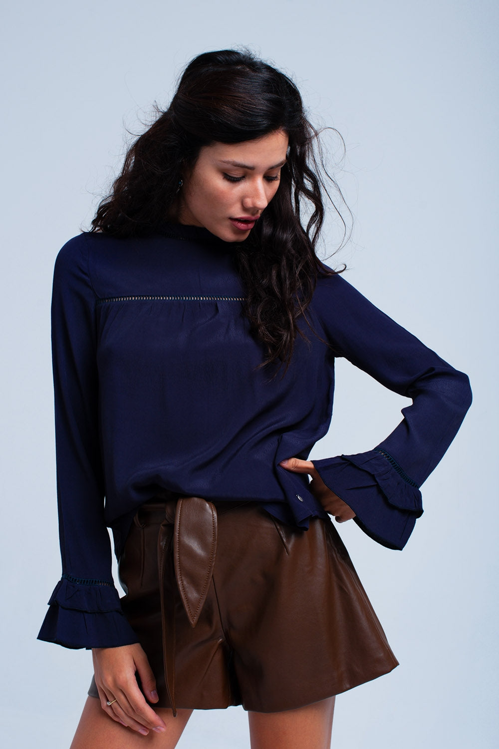 Q2 Flowing navy blouse