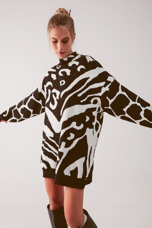 Oversized knitted jumper in zebra print Posh Styles Apparel