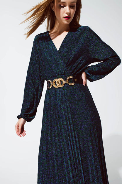 Party Long sleeve maxi dress with glitter in green