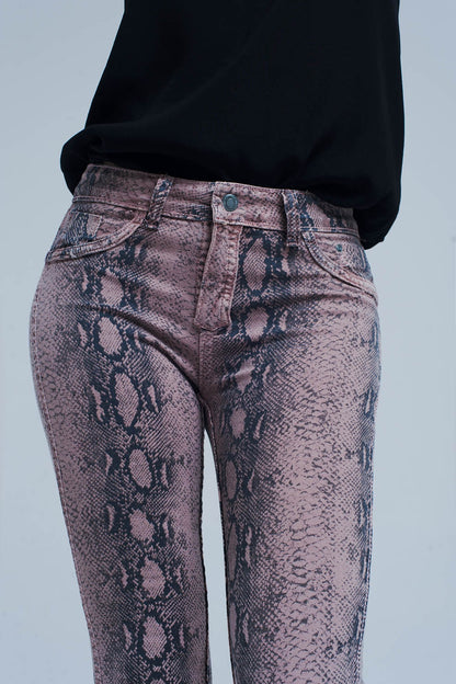 Reversible animal print pink jeansJeans