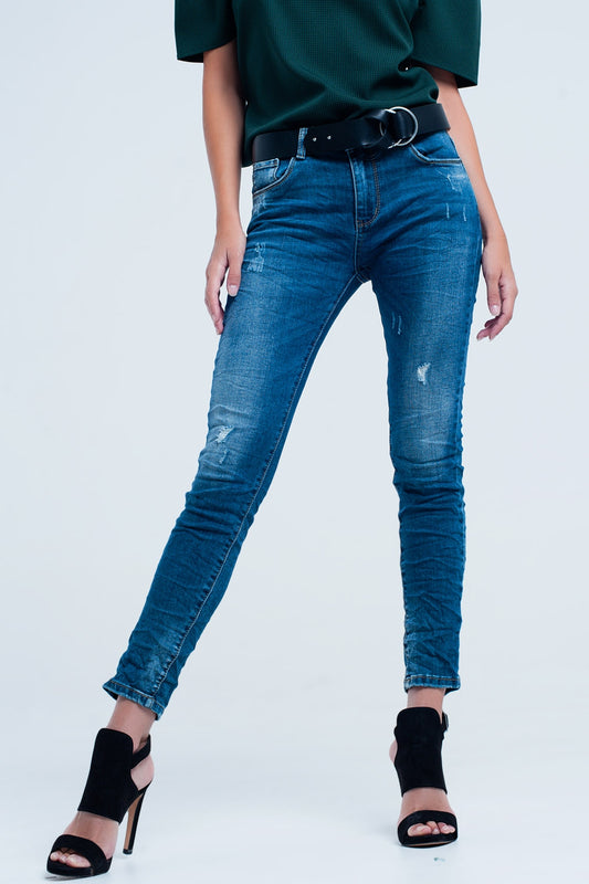 Q2 Skinny Blue jeans with rips