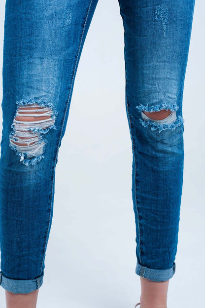 Skinny elastic jeans with ripsJeans