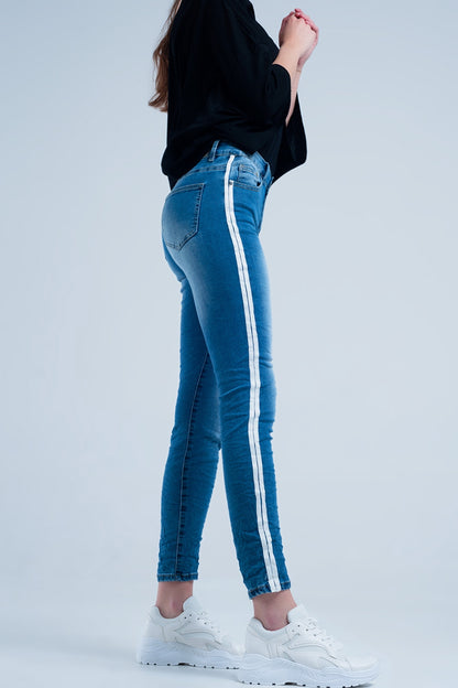 Skinny jeans with white side stripeJeans
