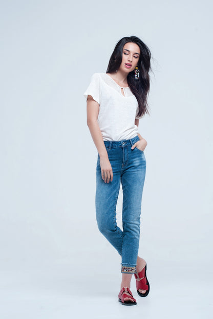 Straight ankle jeans with crystal detailJeans