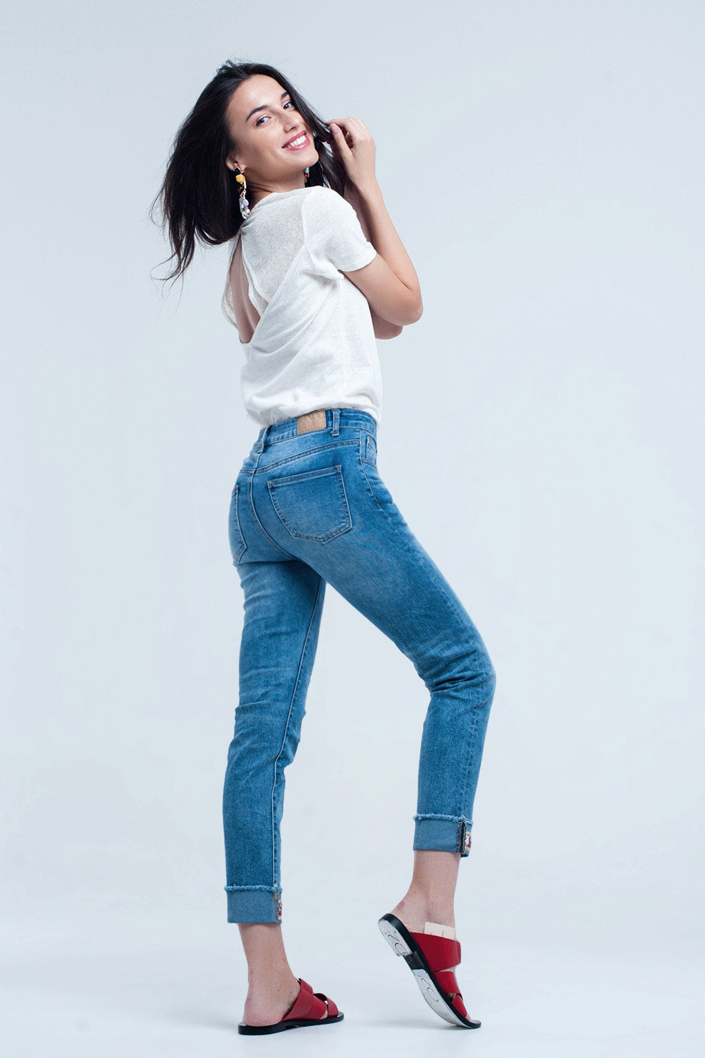 Straight ankle jeans with crystal detailJeans