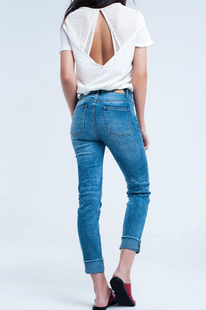 Straight ankle jeans with crystal detailJeans