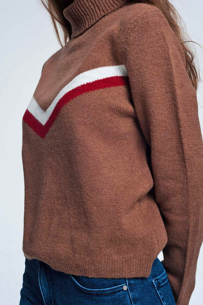 sweater with chevron detail in brownSweaters