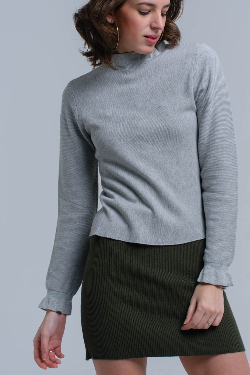 Sweater with ruffle in graySweaters