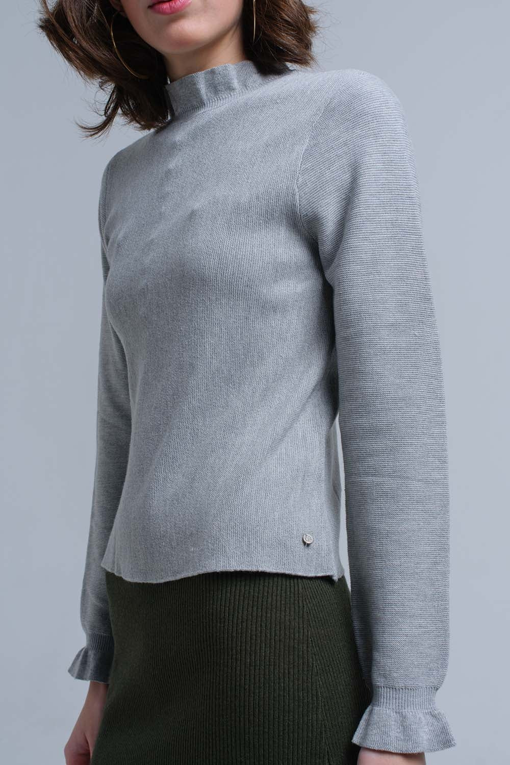 Sweater with ruffle in graySweaters