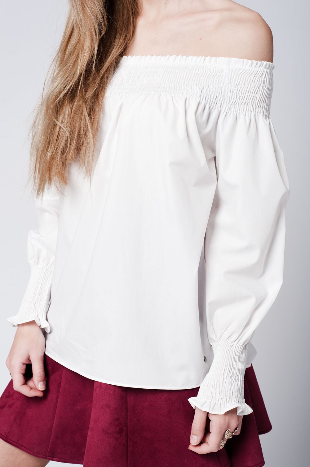 White cold Poplin shoulder topShirts