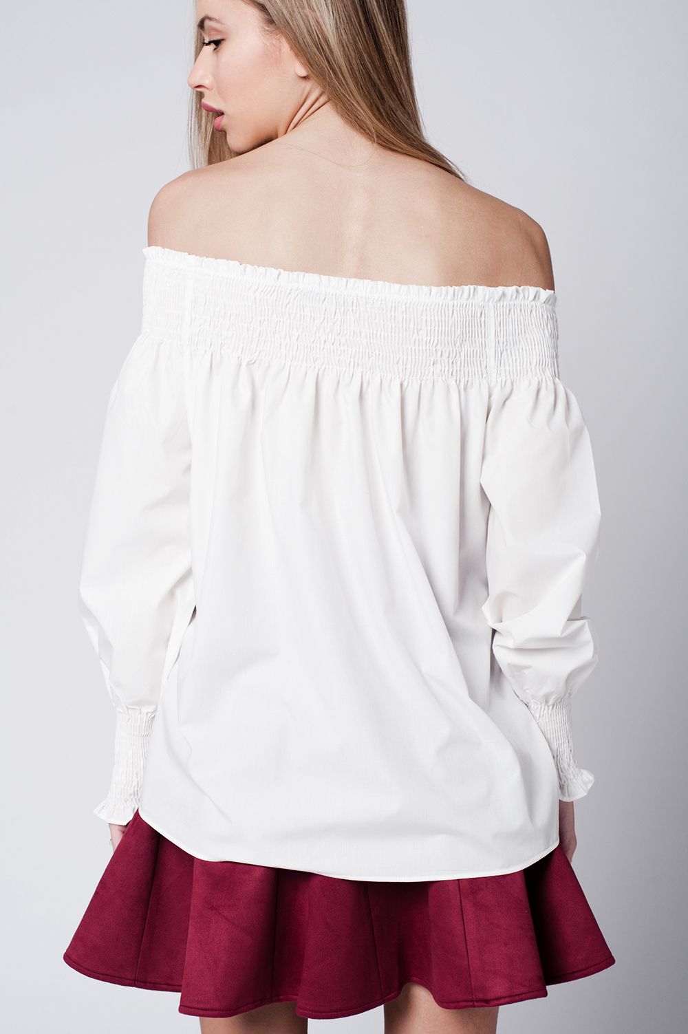 White cold Poplin shoulder topShirts