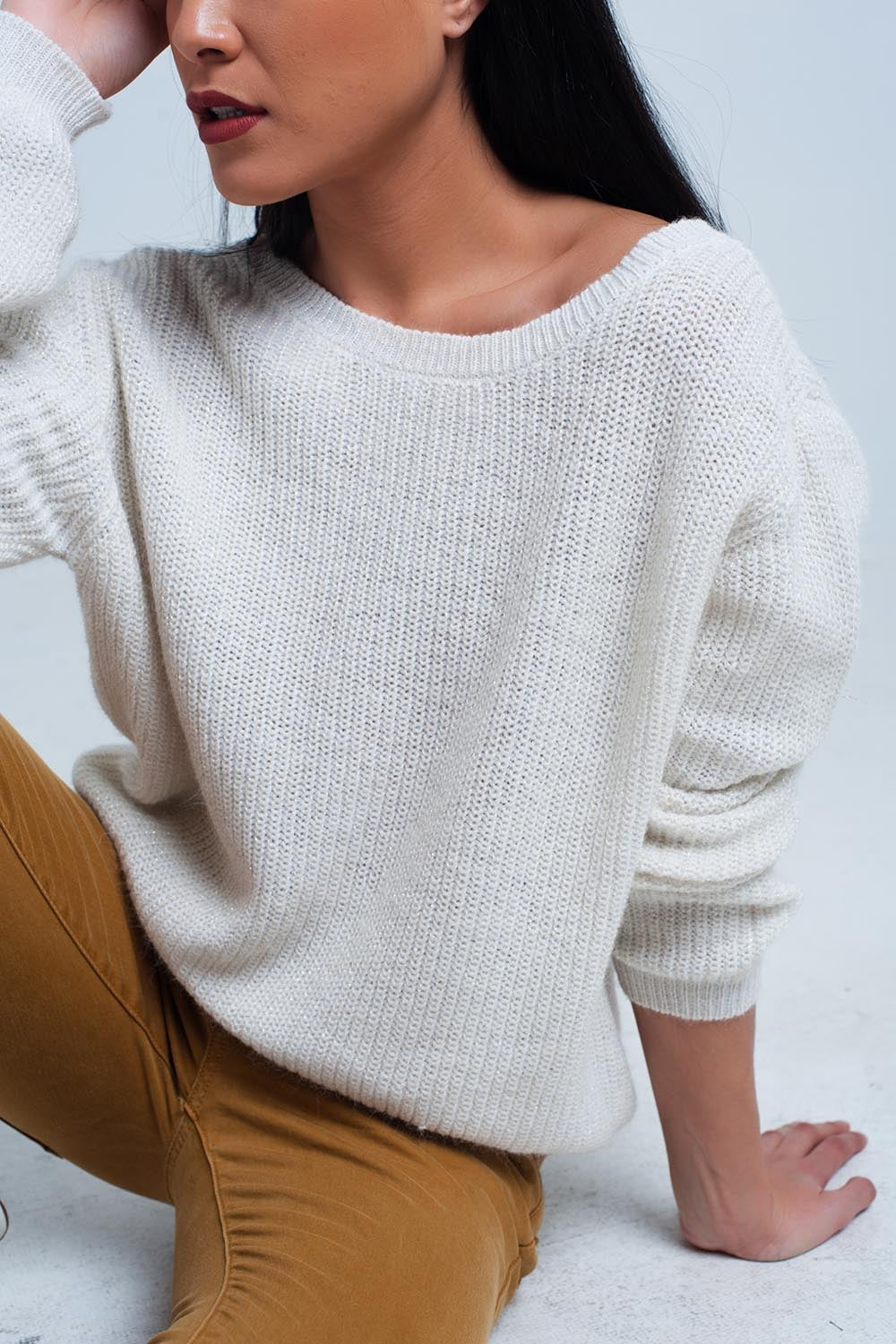 White Sweater with Open Back DetailSweaters