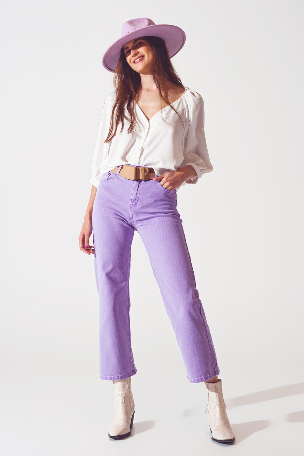 Wide leg jeans in purpleJeans