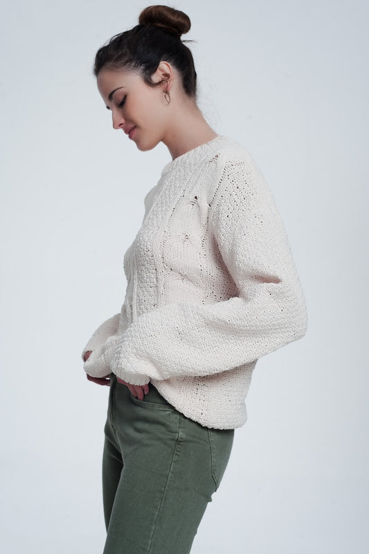 Q2 Woven sweater in cream