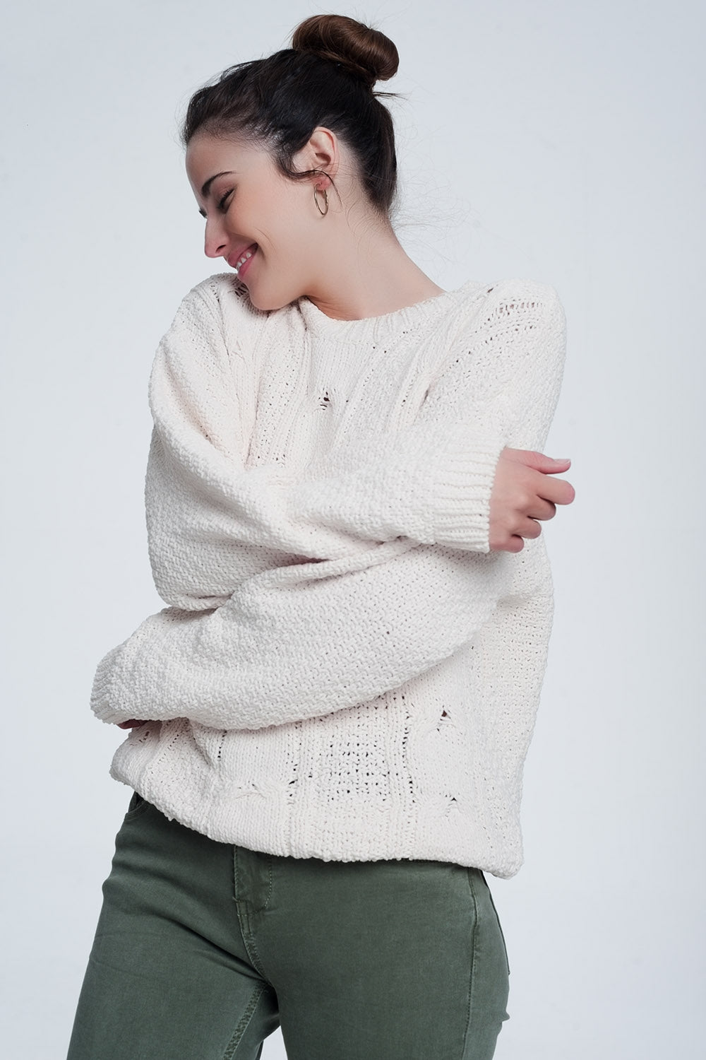 Woven sweater in creamSweaters