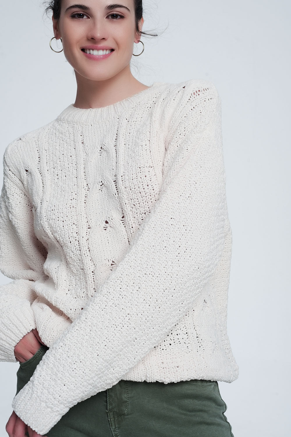 Woven sweater in creamSweaters