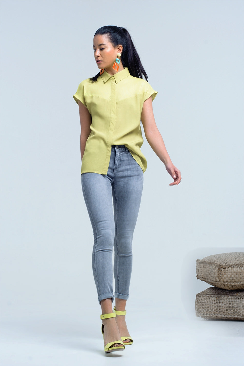 Yellow shirt with mesh detailShirts